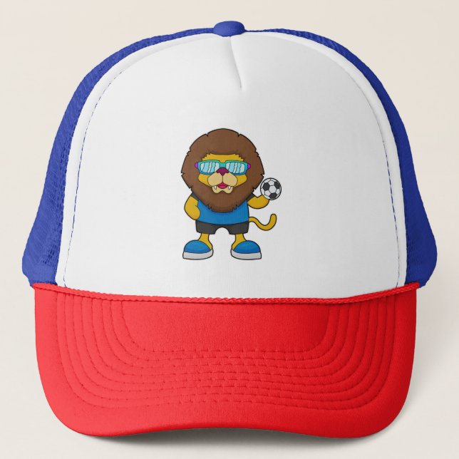 Gorra De Camionero León como jugador de fútbol con fútbol (Anverso)