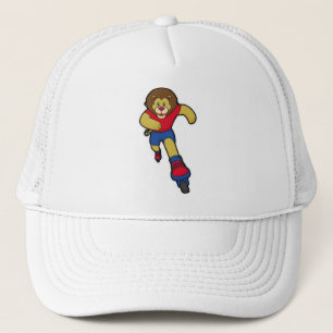 Gorra De Camionero León como patinador con patines en línea