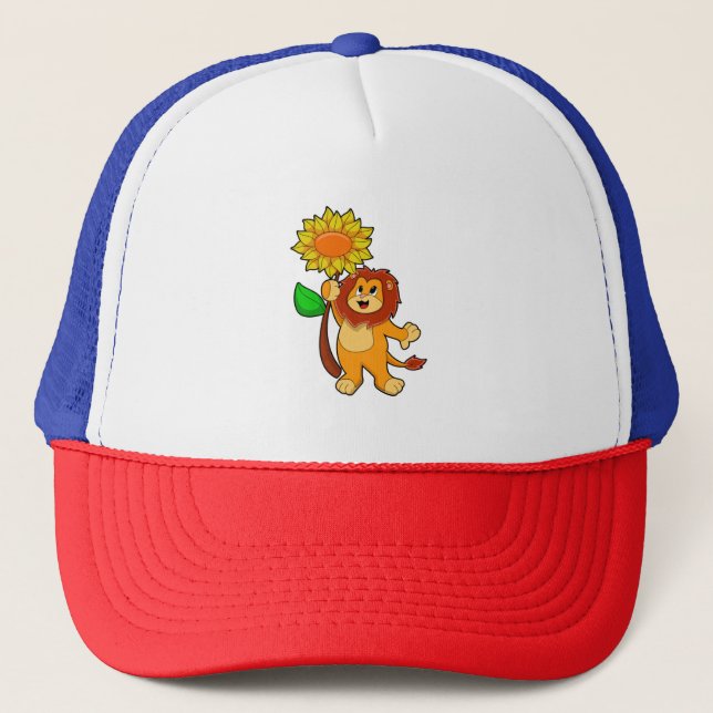 Gorra De Camionero León con flor girasol (Anverso)