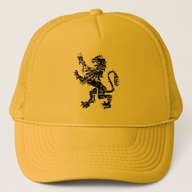 Gorra De Camionero León Rampant Negro Heráldico (Anverso)
