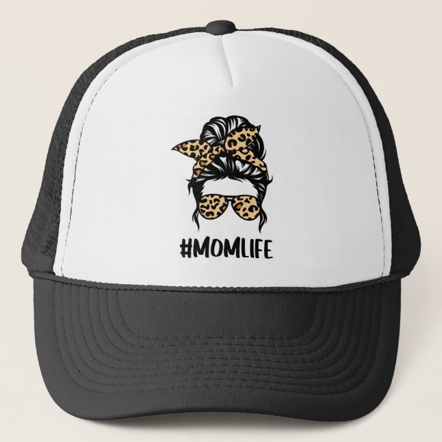 Gorra De Camionero Leopard Print Mom Life (Anverso)