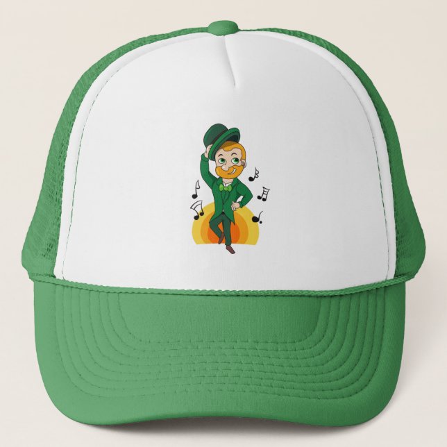 Gorra De Camionero Leprechaun bailando, personalizado de San Patricio (Anverso)