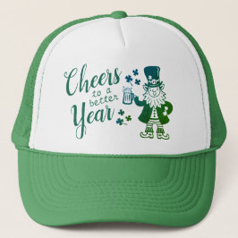 Gorra De Camionero Leprechaun irlandés divertido con cerveza y trébol