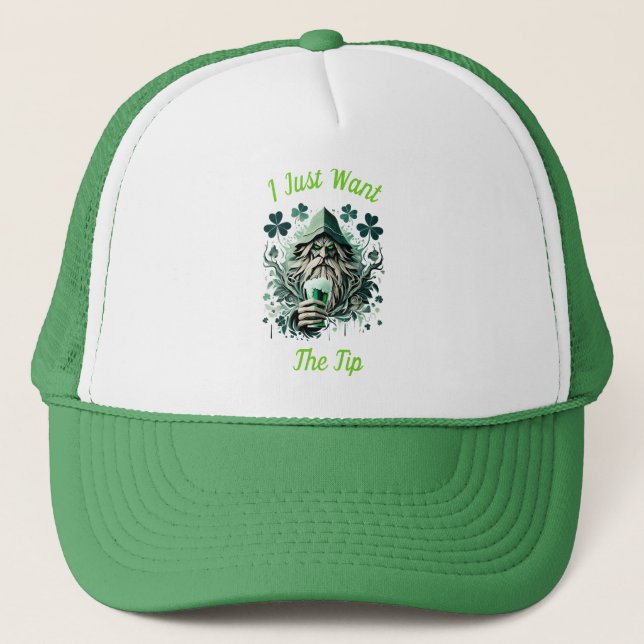 Gorra De Camionero Leprechaun Whimsical Salvando Una Brew (Anverso)