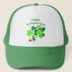 Gorra De Camionero Leprechaun y Shamrock
