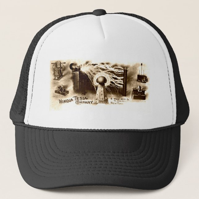 Gorra De Camionero Leterhead de Tesla Vintage (Anverso)