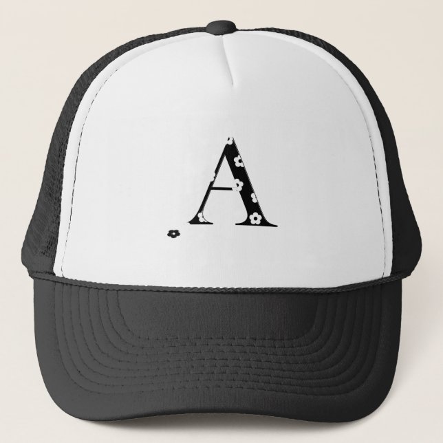 Gorra De Camionero Letra A con estampado de flor (Anverso)