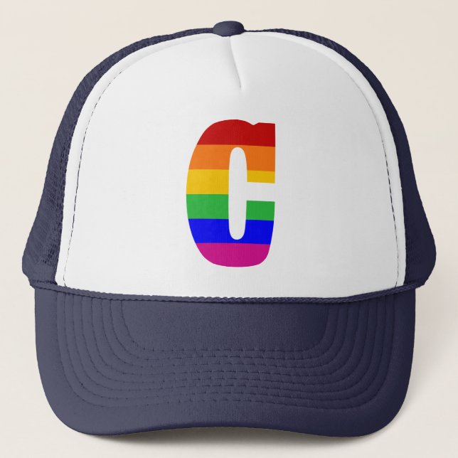 Gorra De Camionero Letra C del arco iris (Anverso)