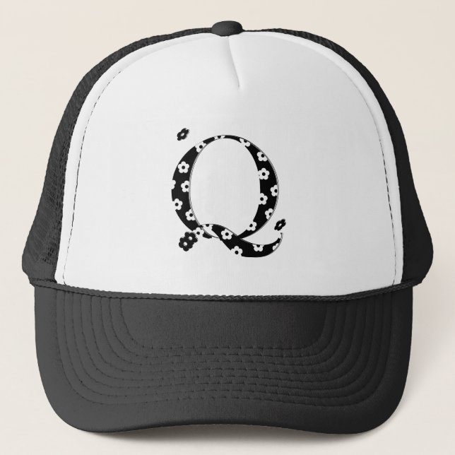 Gorra De Camionero letra con motivos florales Q (Anverso)