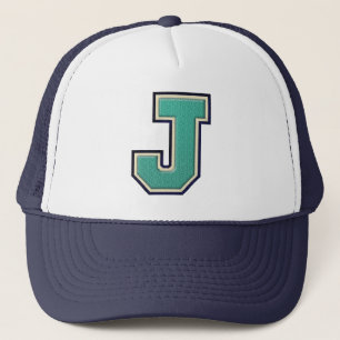 Gorra De Camionero Letra de equipo universitario verde azulada J