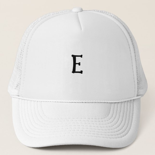 Gorra De Camionero Letra "E" blanca de la columna dorsal Monograma in (Anverso)