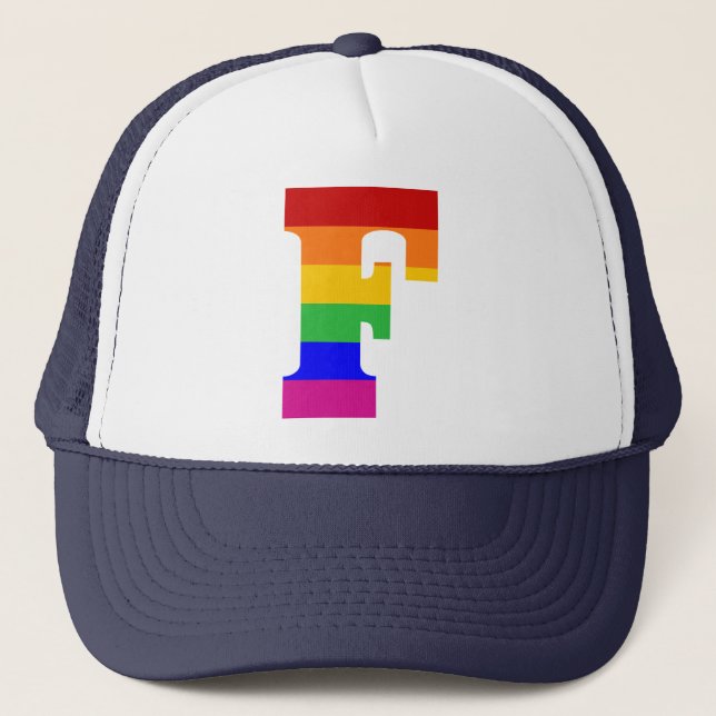 Gorra De Camionero Letra F del arco iris (Anverso)