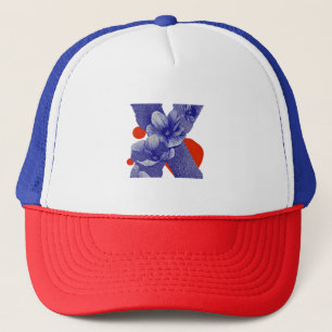 Gorra De Camionero Letra floral X – Diseño botánico geométrico audaz