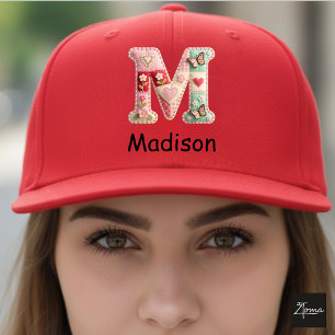 Gorra De Camionero Letra Inicial M de Colcha de Parche de Guardería