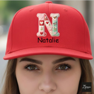 Gorra De Camionero Letra Inicial N Cuadrada de Patchwork para Guarder