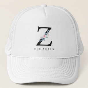 GORRA DE CAMIONERO LETRA J DE NOMBRE DE ALFABETAS FLORALES AZULES DE 