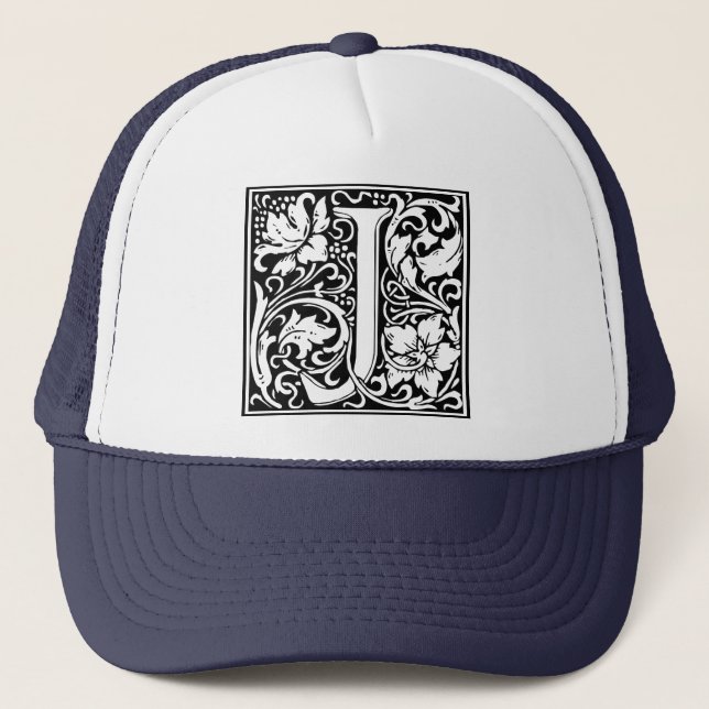 Gorra De Camionero Letra J Monograma medieval Vintage Inicial (Anverso)