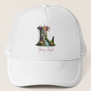 Gorra De Camionero Letra L con lirios y cascadas - Flor de fantasía