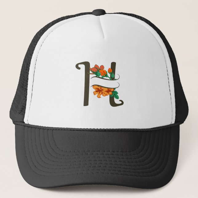 Gorra De Camionero Letra mayúscula Monograma floral H (Anverso)