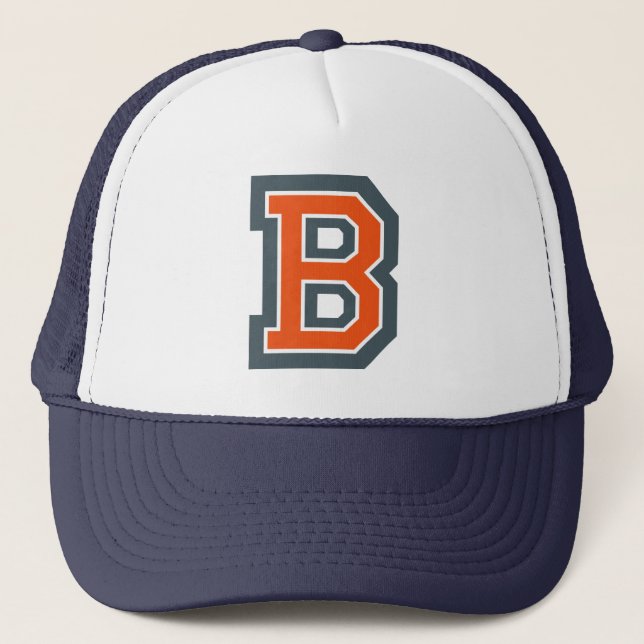 Gorra De Camionero Letra naranja 'B' Monogramada (Anverso)