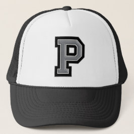 Gorra De Camionero Letra negra y gris "P"