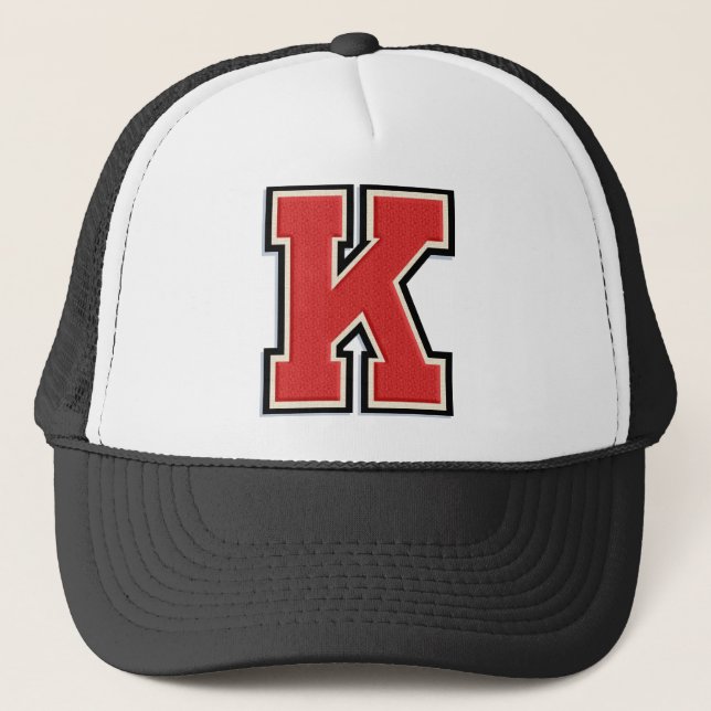 Gorra De Camionero Letra roja "K" inicial (Anverso)
