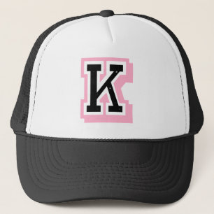 Gorra De Camionero letra rosada negra K