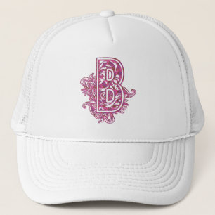 GORRA DE CAMIONERO LETRA ROSADA Y PÚRPURA B DEL MONOGRAMA