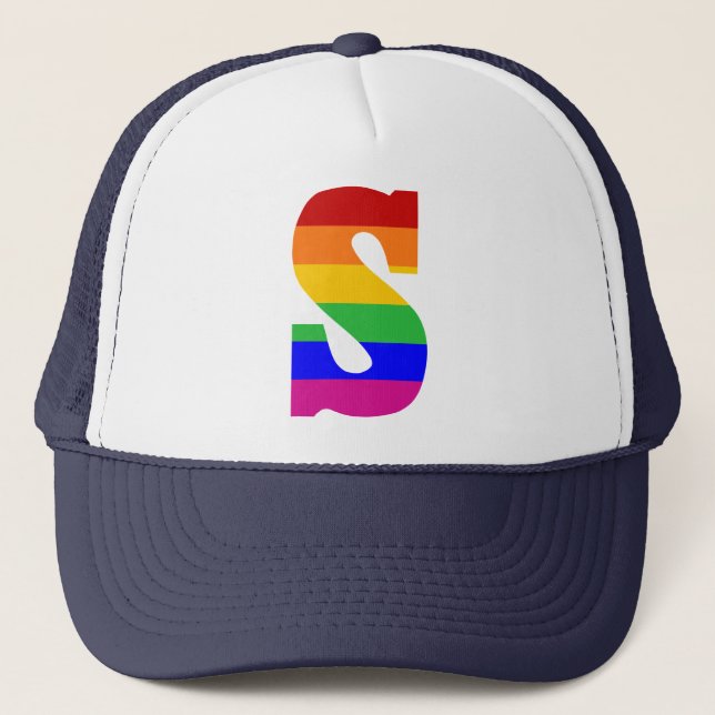 Gorra De Camionero Letra S del arco iris (Anverso)