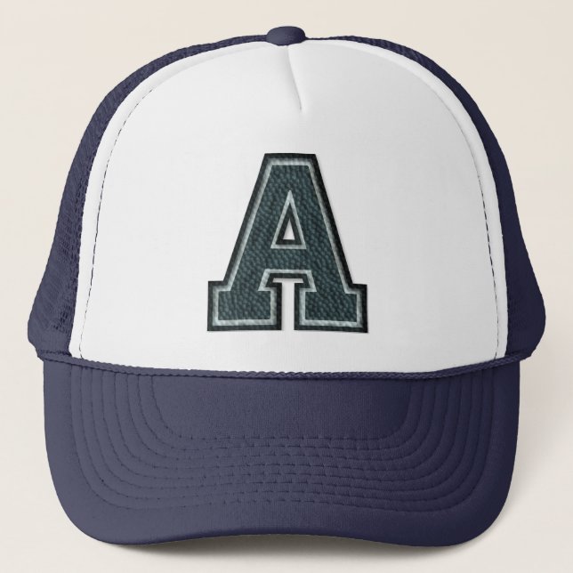 Gorra De Camionero Letra Verde azulada chamuscada "A" monogramada (Anverso)