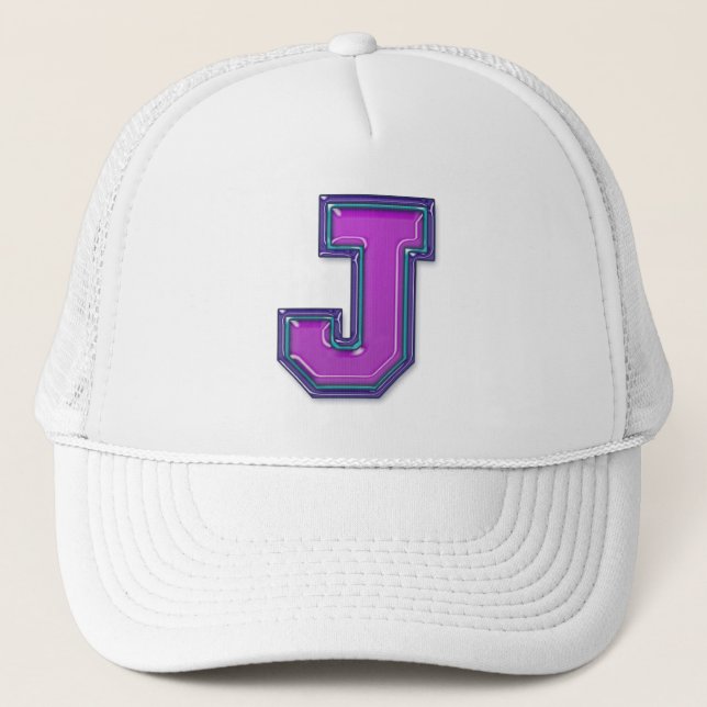 Gorra De Camionero Letra violeta J (Anverso)