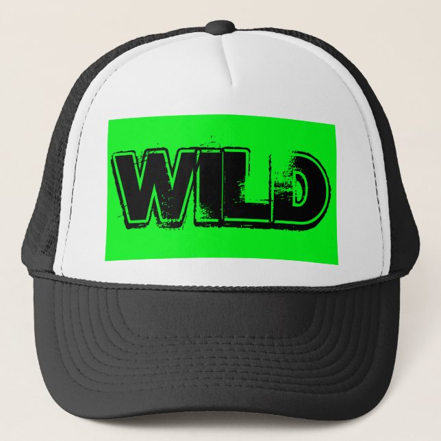 Gorra De Camionero letras de lima verde y negro grunge WILD | (Anverso)
