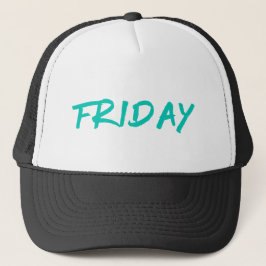 Gorra De Camionero Lettering Design ‘Friday’ in Turquoise