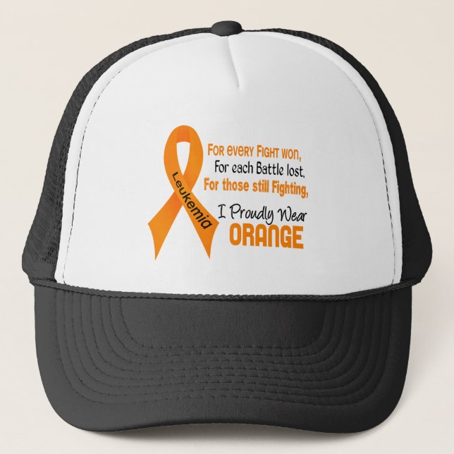 Gorra De Camionero Leucemia Uso con orgullo Naranja (Anverso)