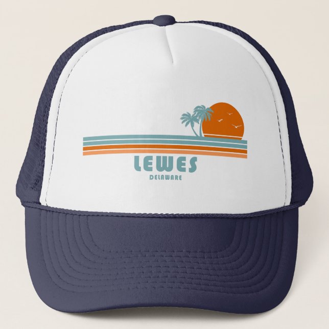 Gorra De Camionero Lewes Delaware Sun Palm Trees (Anverso)