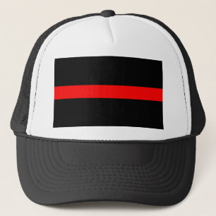 Gorra De Camionero ley de policía de línea roja delgada