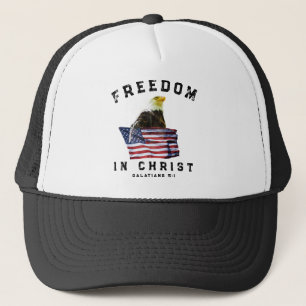 Gorra De Camionero Libertad en Cristo Águila y Bandera Americana Patr