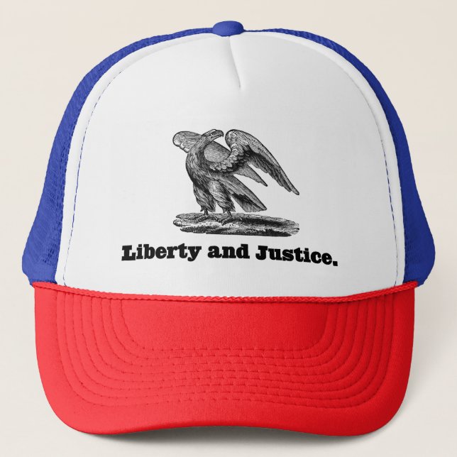 Gorra De Camionero Libertad Y Justicia Eagle Americana Arte Patriótic (Anverso)