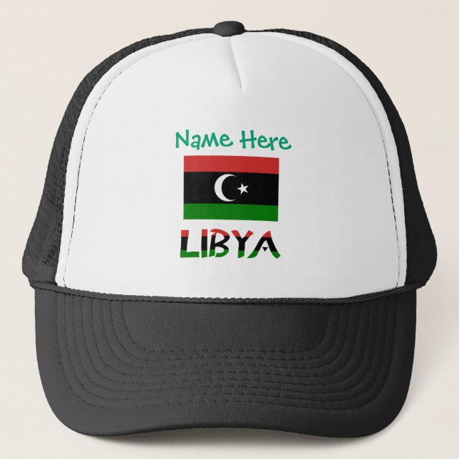Gorra De Camionero Libia Bandera Libia Verde Personalizada  (Anverso)