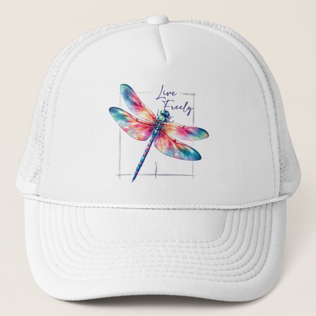 Gorra De Camionero Libremente en vivo - Inspirador colorido de la lib (Anverso)