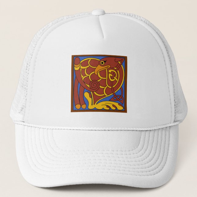 Gorra De Camionero Libro De Kells Celtic Knot Pájaro Medieval (Anverso)