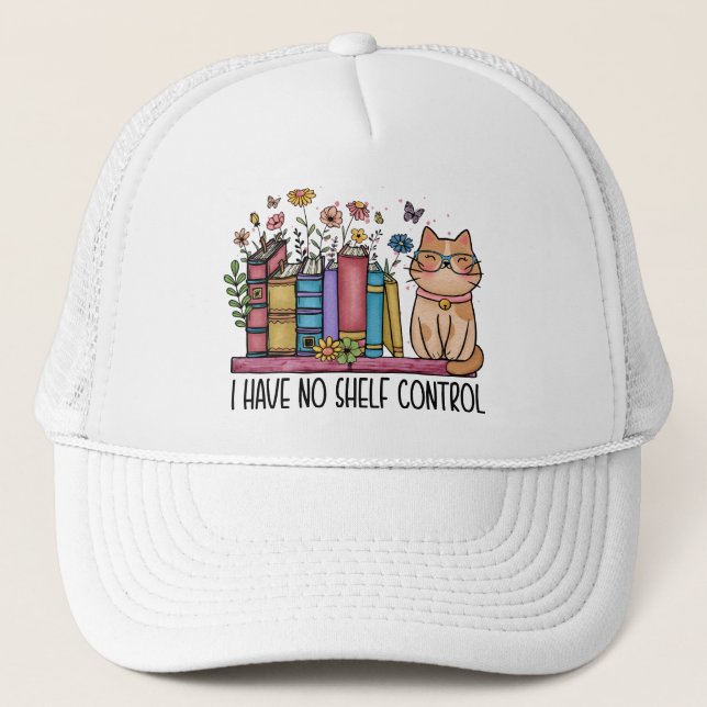 Gorra De Camionero Libros florales y gato (Anverso)