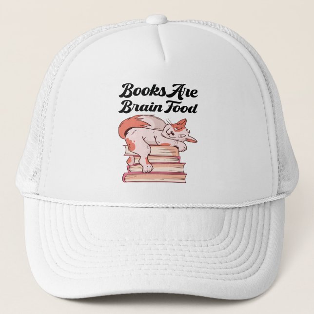 Gorra De Camionero Libros - Los libros son comida cerebral (Anverso)