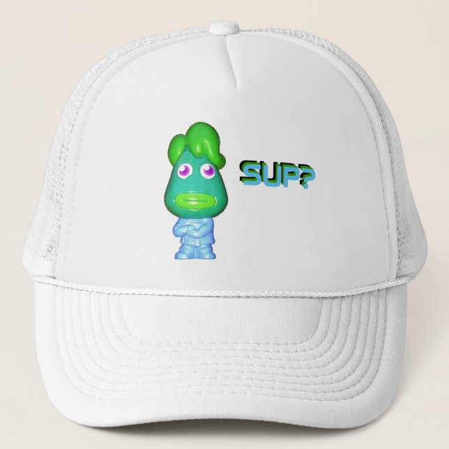 Gorra De Camionero Lil Alien Gangster dice, "¿Sup?" (Anverso)