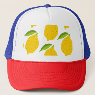 Gorra De Camionero Limones amarillos, patrón artístico sin costura.