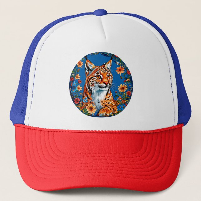 Gorra De Camionero Lince con pelaje naranja vibrante (Anverso)
