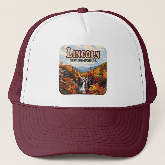 Gorra De Camionero Lincoln New Hampshire Franconia Falls Otoño (Anverso)