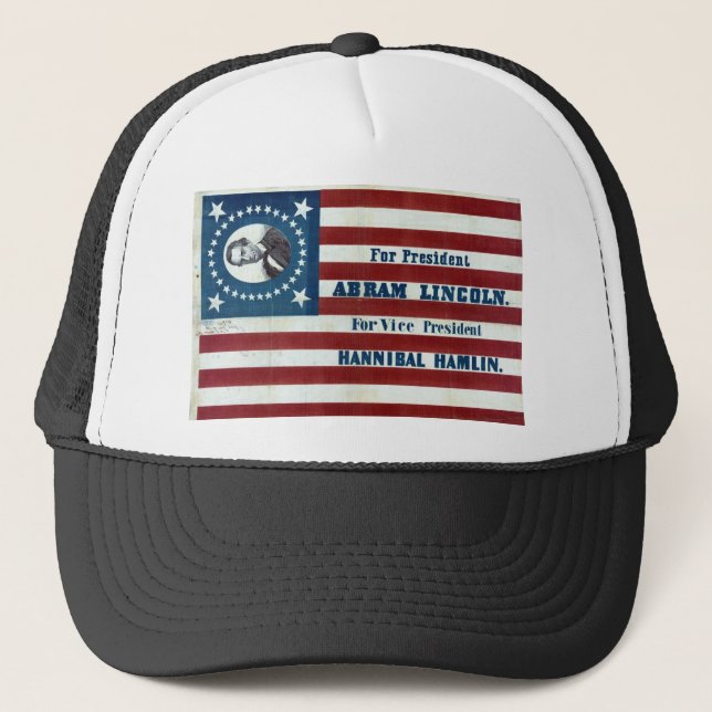Gorra De Camionero Lincoln y Rótulo de la campaña de Hamlin (Anverso)