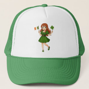 Gorra De Camionero Lindo anime pelirrojo día de San Patricio 
