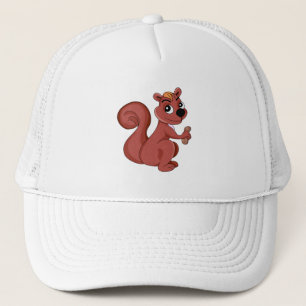 Gorra De Camionero Lindo ardilla de dibujos animados con un cacahuete